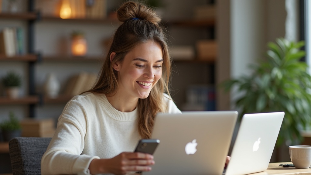 Content creator managing social media accounts